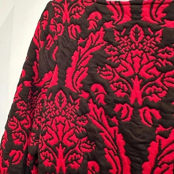 BB Dakota Red & Black Damask Tapestry Jaquard Whimsigoth Quilted Dress Size L - Picture 4 of 10